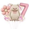 Traje de Globos Florales Retro de Oso Mate Transfronterizo Digital de 32 Pulgadas para Baby Shower, Fiesta de Cumpleaños, Suministros de Decoración