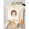 Camiseta Base Infantil para Outono e Inverno, Roupa Íntima Térmica de Meia-Gola Média e Grande Infantil, Blusa Infantil para Meninas, Camiseta de Manga Longa de Outono