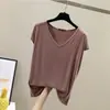 Nova Camiseta Básica Lisa de Modal para Primavera e Verão Estilo Coreano Slim Casual Gola V Sem Mangas Top Feminino para o Verão