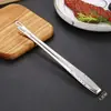 Pinça para Churrasco de Aço Inoxidável Pinças Domésticas Estilo Coreano para Bife Pinças para Churrasco Cozinha Pinças para Alimentos Antiescaldantes Pinças Estendidas para Cubos de Gelo