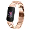 Adecuado para correa de reloj inteligente Fitbit Luxe Correa de acero inoxidable magnética Milanesa de tres esferas pulsera de metal para reloj