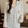 Pijama de Algodón Nube para Niña con Solapa y Almohadillas en el Pecho, Lindo y Cómodo, Transpirable, Adecuado para Usar en Casa y al Aire Libre, Conjunto de Dos Piezas para Mujer