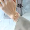 Estilo Japonês e Coreano ins Pequeno Fresco Geométrico Flor de Ameixa Fivela Corrente Grossa Distinta Pulseira Simples Conjunto de Joias de Duas Peças