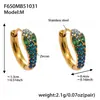 Pendientes de Acero Inoxidable con Baño de Oro Real de 18K, Forma de U, Circonita Colorida, Forma de Serpiente, Completamente Incrustados con Diamantes, Lujo Accesible, Moda, Pendientes Versátiles