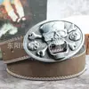 Hebilla de cinturón de aleación estilo popular europeo y americano calavera hueca hebilla lisa cinturón de hombre en relieve creativo venta al por mayor