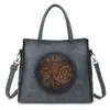Bolso Nuevo Retro Artístico Estilo Chino para Mujer con Colores Contrastantes y Diseño en Relieve, Adecuado para Llevar en la Mano, al Hombro y Cruzado, Gran Capacidad, Exclusivamente para Ventas Transfronterizas