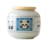 Pequeno Recipiente de Chá de Cerâmica Panda 30g com Esmalte Cinza, Recipiente Portátil Selado para Armazenamento de Chá e Pó de Fragrância com Logotipo Personalizado