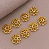 Cobre Banhado a Ouro 18K Capuchinha de Contas Flor Tridimensional Oca Acessórios de Contas Florais Espaçadoras para Colar Pulseira Artesanal DIY