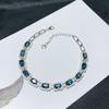 Pulseira de Topázio Azul Natural Pulseira Prata 925 Incrustada Cristal Diopsídio Peridoto Suporta Teste Cor Joia Tesouro para Mulheres