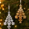 Adornos para árbol de Navidad de flores acrílicas, colgantes brillantes calados para árbol de Navidad, adornos colgantes decorativos para árbol de Navidad, en stock