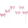 Pastel de Cumpleaños Amazon Rosa Enchufe Papel Brillante Lazo Tarjeta Niña Lazo Tema Fiesta Bandera