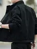 Chaqueta de trabajo de color liso con cuello de solapa para primavera y otoño para hombre, holgada, casual, versátil, moderna, simple y elegante, prenda exterior