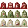 Bolsas de Arpillera con Cordón Navideñas, Bolsas de Arpillera con Cordón para Empaque de Regalos Navideños, Bolsas de Dulces para Niños, Bolsas de Regalo para Fiestas Navideñas
