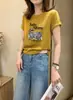 Camiseta de Algodão Canelado Guangzhou Treze Fábricas 220g para Mulheres, Direto da Fábrica, Top de Manga Curta Slim Fit, Exclusivo de Verão para Atacado