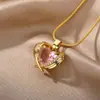 Collar Corazón de Océano de Celebridad de Internet Transfronterizo Simple Elegante Estilo Ins Diseño de Nicho Cadena para Clavícula con Forma de Corazón