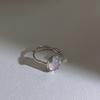 Anillo Elegante de Plata S925 Estilo Coreano con Piedra Preciosa para Mujer, Anillo Abierto Retro de Doble Capa con Flor, Tendencia Elegante de Anillo con Forma Especial para Dedo Índice