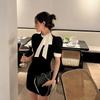 Vestido Elástico Estilo Hepburn Ol Commuter Francês High-End Slim Saia Quadril 2024 Verão Vestidinho Preto