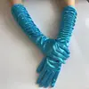 Luvas para Vestido de Noiva de Noiva Seda Amassada Comprimento Médio Cetim Elástico Cetim Cobertura para Dedos Palco Festa Casamento Casamento