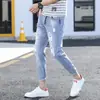 Jeans Rasgados Cropped Transfronterizos para Hombre, Pantalones Skinny Ajustados de Moda para Primavera y Verano, Moda Estilo Coreano