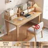 Mesa e Estante Integradas de Madeira Maciça para Uso Doméstico, Mesa de Estudo para Estudante, Mesa de Escrita para Quarto, Mesa de Computador de Mesa para Apartamento Pequeno