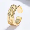 Anillo Abierto Ancho de Textura Plisada Asimétrica de Plata 925 Anillo de Nicho de Alta Gama Joyería Regalo de Cumpleaños para Mujer
