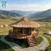 Fabricante direto de casas redondas de madeira com telhado de palha da moda, pousadas em áreas cênicas e chalés pré-fabricados para férias