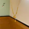 Collar con borla de danza del león de calabaza auspiciosa de oro brillante 24K resistente al color, nueva cadena para la clavícula de estilo nacional chino