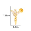 Hensen Titanio F136 Aleación Tornillo Interno Hilo Estrella de Cinco Puntas Incrustada con Circonita Barra para Labio Hueso de la Oreja Joyería Piercing Europea y Americana