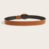 Cinto Retro com Estampa de Cowboy Ocidental com Fivela Oval Esculpida, Cinto Tendência para Combinar com Jeans, Combinação da Moda Feminina