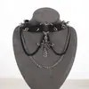 Collar Gótico Diablo Cruz Araña Borla Remache Hip Hop Personalidad Sentido del Diseño Exagerado Punk