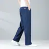 Jeans Masculino de Tencel Ultra-Fino de Verão, Calça Masculina Casual Solta Reta de Seda Gelada de Alta Qualidade para Jovens de Verão