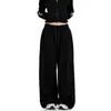 Pantalones Casuales de Estilo Americano, Lisos, con Cordón, para Hombres y Mujeres, Deportivos, Holgados, de Pierna Recta, Caídos, de Pierna Ancha, Largos hasta el Suelo