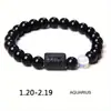 Amazon WISH Explosiones Calientes Pulsera Elástica de Doce Constelaciones Piedra Ojo de Tigre Ágata Pulsera de Cuentas de Color Mixto Tarjeta