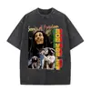 Camiseta con Estampado Gráfico Retro Lavada de Bob Marley One Love Reggae, Hombres, Mujeres Camiseta de Algodón Casual Retro, Hombres