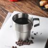 Juego de Tazas de Café de Acero Inoxidable de Doble Capa 300ml Taza de Acero Inoxidable Esmerilado con Soporte para Uso en Casa y Hotel