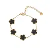 Pulseira de Trevo de Cinco Folhas Dopamina Dupla Face Versão Alta Transfronteiriça Luxo Leve Simples Senso Avançado 18k Não Desbota Cor Joga