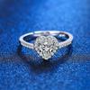 Tiktok live Simulación de Cadena de Suministro anillo de diamantes micro-incrustado forma de corazón de amor 1 quilate anillo de propuesta abierto para mujer