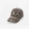 Nueva Gorra de Béisbol Vintage Lavada Modelo Transfronterizo Etiqueta A con Agujeros, Gorra Personalizada Estilo Americano Pico de Pato, Gorra de Moda, Venta Directa del Fabricante