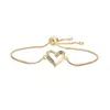 Pulsera de Corazón de Zirconia Chapada en Oro de 18 Quilates de Cobre Aogu, Popular Transfronteriza, Simple, Accesible, Lujosa, Joyería de Mano Versátil Elegante de Nicho para Mujer
