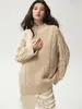 Nuevo Top de Punto Holgado Estilo Francés para Mujer Otoño 2026, Suéter de Punto Trenzado Holgado Minimalista Retro de Cuello Alto