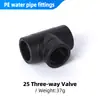 Accesorios de Plomería de PE Negro Codo de Tubería de Suministro de Agua Juntas en T