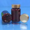 Botella Spot Marrón PET 100ML Producto para el Cuidado de la Salud Tapa Dorada Botella de Plástico Botella para Pastillas Caramelos Botella para Cápsulas de Vitaminas