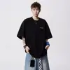 Camiseta a Cuadros de Manga Corta con Cuello de Doble Capa Estilo Americano para Hombre, Diseño de Vibras Retro de Verano, Camiseta Deportiva de Marca de Moda High Street