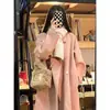 Abrigo de Lana de Color Sólido para Mujer 2025 Otoño e Invierno Estilo Coreano Holgado de Longitud Media Estilo Suave Ropa de Trabajo Abrigo de Lana Diario