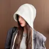 Gorro de lana tejido versátil de moda para otoño e invierno para mujer, color liso, cálido, protege los oídos, adecuado para circunferencia de cabeza grande, hace que el rostro se vea más pequeño, gorro para clima frío