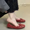 Zapatos de ballet planos Chuyuji estilo francés con lazo suave, nuevo para otoño 2026, poco profundos, suela blanda, rollo de huevo rojo