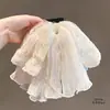 Grampo de Rabo de Cavalo de Seda Off-White Bordado com Pérolas Estilo Romântico Coreano de Alta Qualidade Grampo de Cabelo Estilo Fada