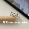Estilo Coreano Diseño Simple Moda Joyería de Plata Plata de Ley S925 Superficie Pulida Elegante Anillo de Parche Cuadrado Generoso Sensación de Alta Gama