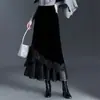 Falda Larga de Encaje Irregular Patchwork Cola de Pez para Mujer, Nueva Falda Bodycon Ajustada de Cintura Alta Otoño/Invierno 2026, Elegante Falda Larga