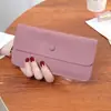 Billetera Larga con Textura de Cuero Genuino para Mujer, Cartera Suave Versátil Ultradelgada, Portatarjetas, Bolso de Mano Todo en Uno, Estilo Coreano Sencillo